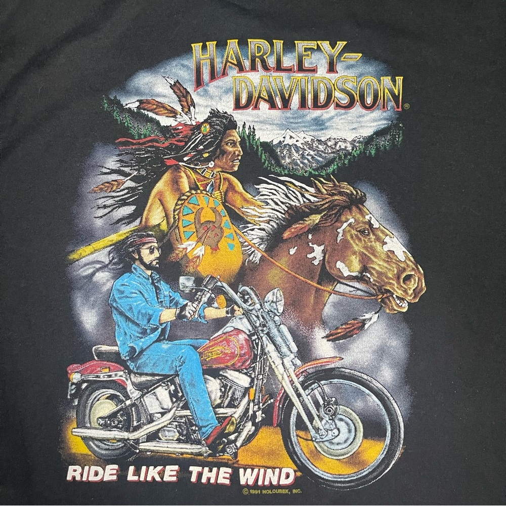 Vintage 1991 Harley Davidson Holoubek T-shirt Size XL